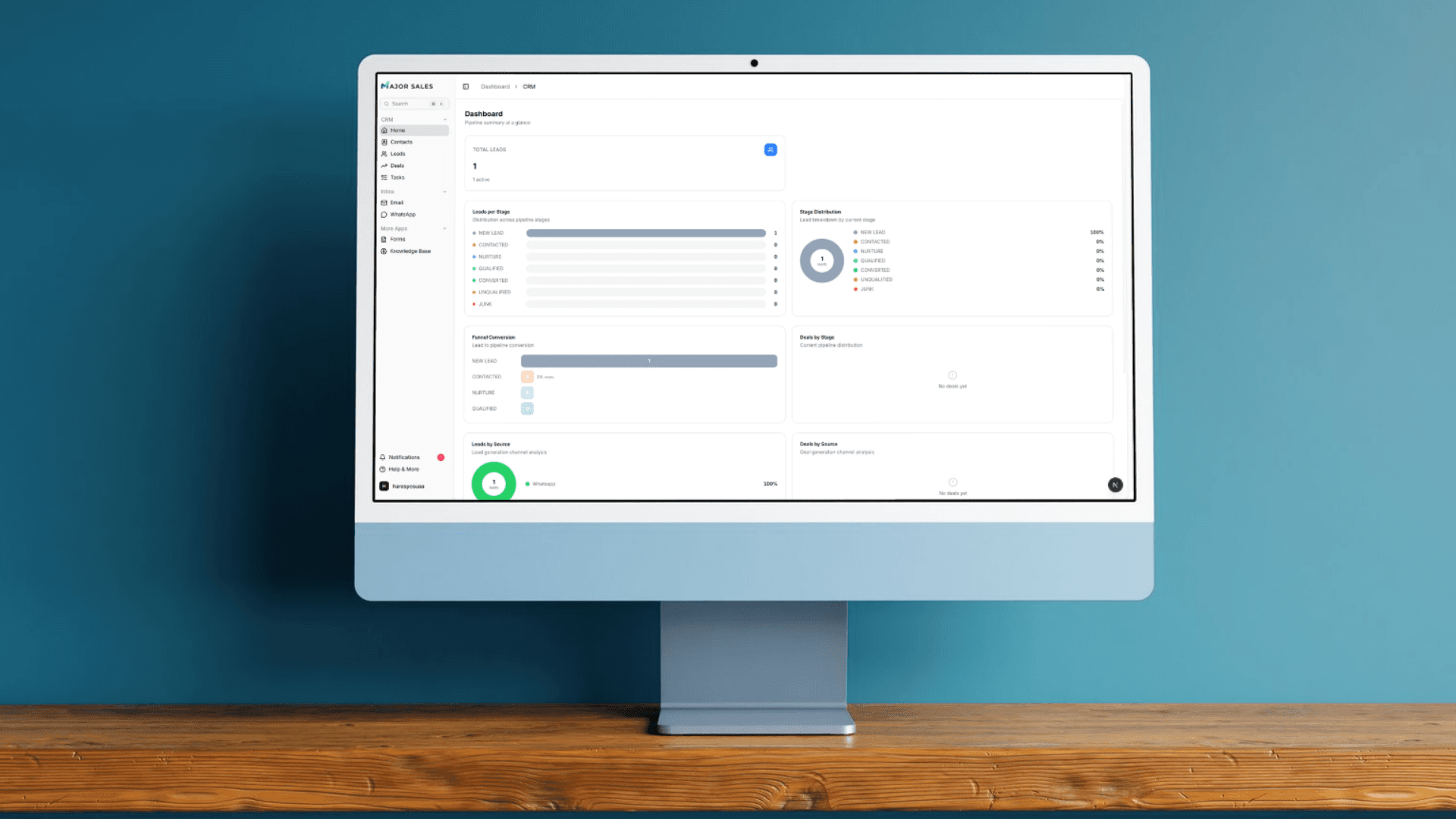 Major Sales CRM dashboard showing pipeline management and AI agents